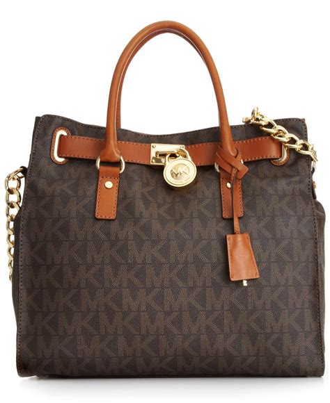 michael kors hamilton lock signature large brown totes